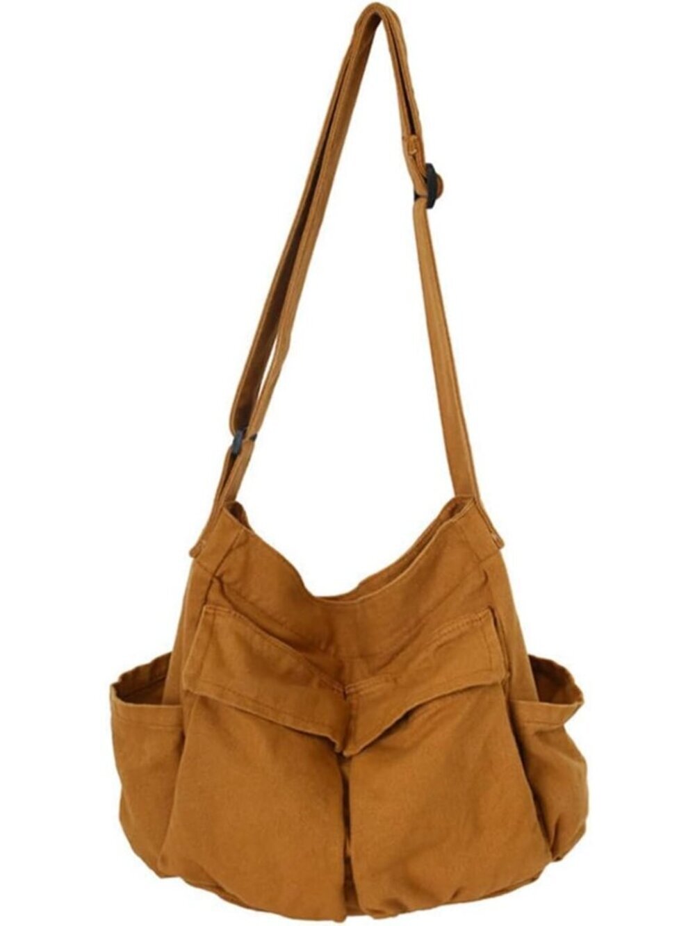 Women's Brown Travel Canvas Zipper Crossbody Shoulder Laptop Bag
